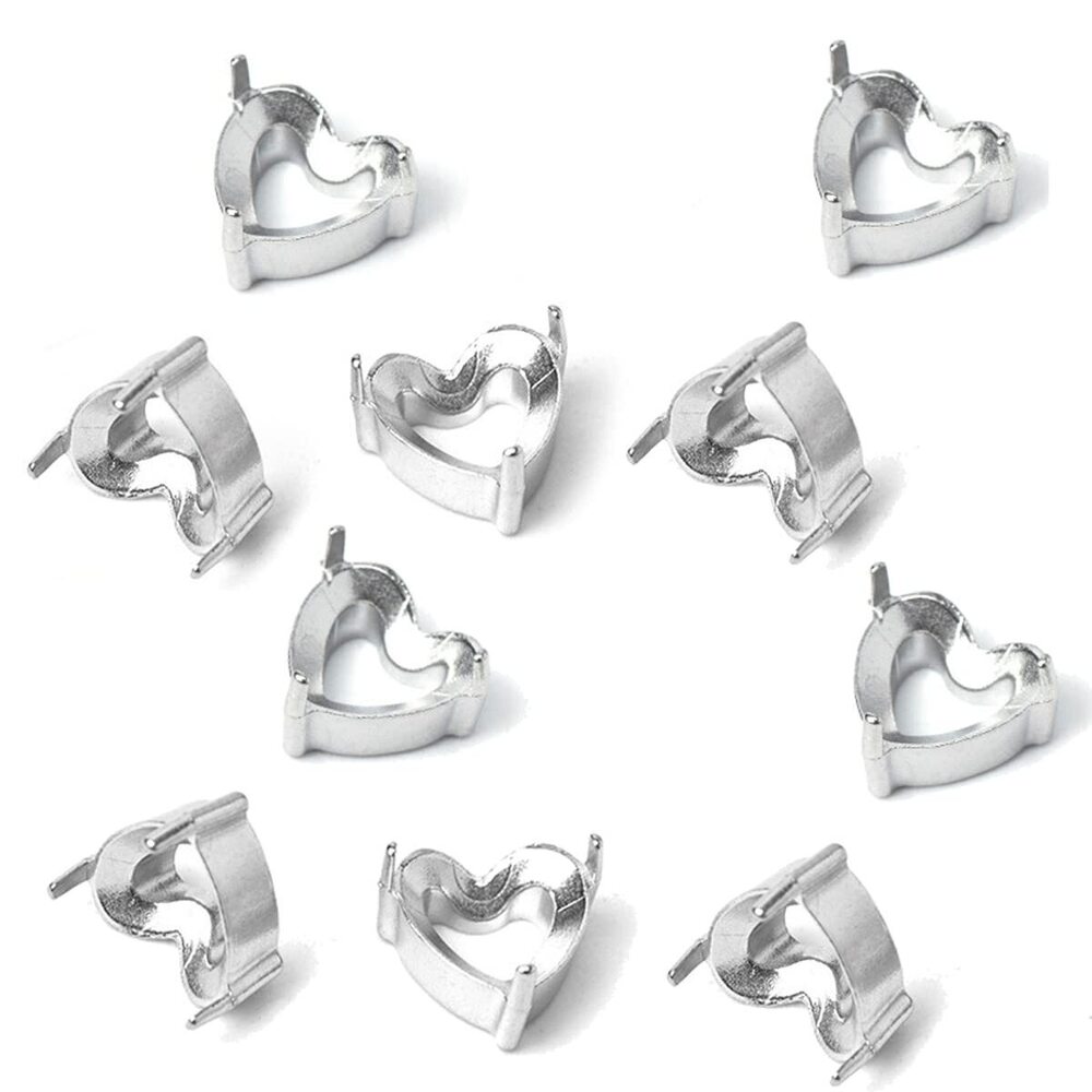 5509 20Pcs Heart Shape Rhinestone Claw Settings Stainless Steel Empty Claw